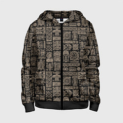 Детская толстовка на молнии Африканский монохромный орнамент