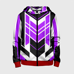 Толстовка на молнии детская Purple and black stripes on a white background, цвет: 3D-красный