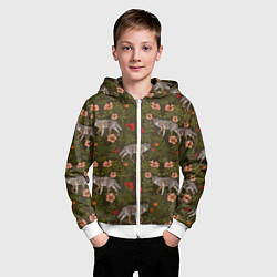 Толстовка на молнии детская Волки и шиповник, цвет: 3D-белый — фото 2