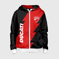 Толстовка на молнии детская Ducati - logo, цвет: 3D-белый
