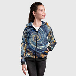 Толстовка на молнии детская Воронка из джинсы и пуговиц - нейросеть, цвет: 3D-черный — фото 2