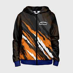 Толстовка на молнии детская KTM - Рваный гексагон, цвет: 3D-синий