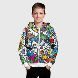 Толстовка на молнии детская Странные разноцветные человечки, цвет: 3D-белый — фото 2