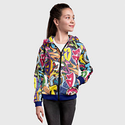 Толстовка на молнии детская Буква т в граффити, цвет: 3D-синий — фото 2