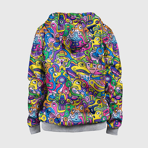 Детская толстовка на молнии Рожицы разноцветные / 3D-Меланж – фото 2