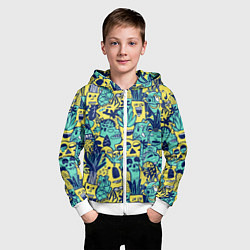 Толстовка на молнии детская Монстры тропические, цвет: 3D-белый — фото 2
