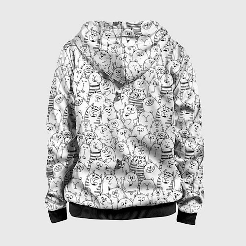 Детская толстовка на молнии Румяная киска и серые коты / 3D-Черный – фото 2