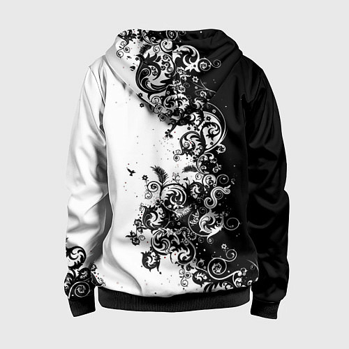 Детская толстовка на молнии Чёрно белый стильный узор / 3D-Черный – фото 2
