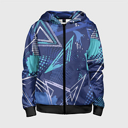 Толстовка на молнии детская Яркий абстрактный узор для спорта, цвет: 3D-черный