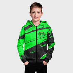 Толстовка на молнии детская BYD sport green, цвет: 3D-черный — фото 2
