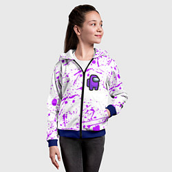 Толстовка на молнии детская Among us neon colors game, цвет: 3D-синий — фото 2