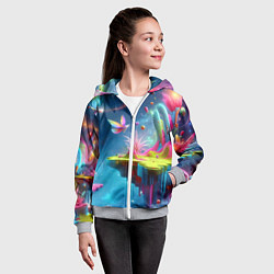 Толстовка на молнии детская Космическая фантазия - нейросеть, цвет: 3D-меланж — фото 2