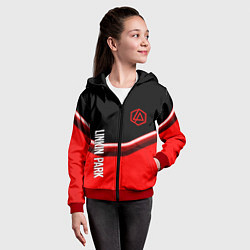 Толстовка на молнии детская Linkin park geometry line steel, цвет: 3D-красный — фото 2