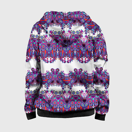 Детская толстовка на молнии Узорчатый фиолетовый орнамент / 3D-Черный – фото 2