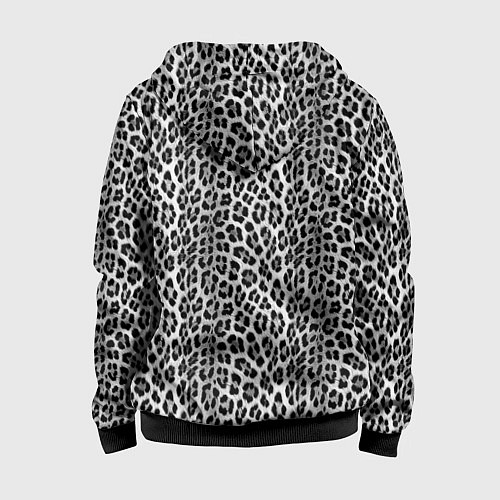 Детская толстовка на молнии Черно-белая шкура леопарда / 3D-Черный – фото 2