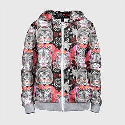 Толстовка на молнии детская Тигровый орнамент, цвет: 3D-меланж