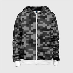 Детская толстовка на молнии Камуфляжные пиксели блэк