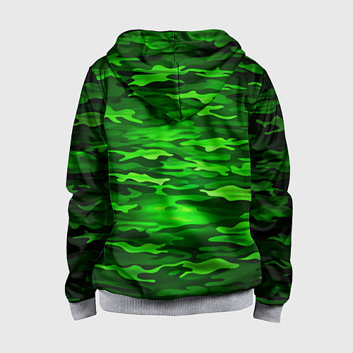 Детская толстовка на молнии Зелёные водоросли-камуфляж / 3D-Меланж – фото 2