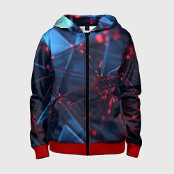 Толстовка на молнии детская Абстрактные треугольные элементы, цвет: 3D-красный