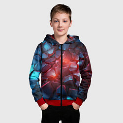 Толстовка на молнии детская Синие камни с красным светом, цвет: 3D-красный — фото 2
