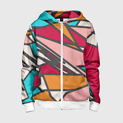 Толстовка на молнии детская Забавная геометрия, цвет: 3D-белый