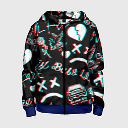 Толстовка на молнии детская Lil Peep logo glitch, цвет: 3D-синий