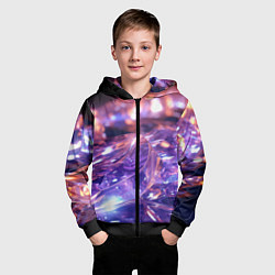 Толстовка на молнии детская Плавление абстрактных блестящих камней, цвет: 3D-черный — фото 2