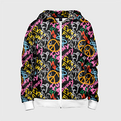 Детская толстовка на молнии Funny bunny color graffiti pattern