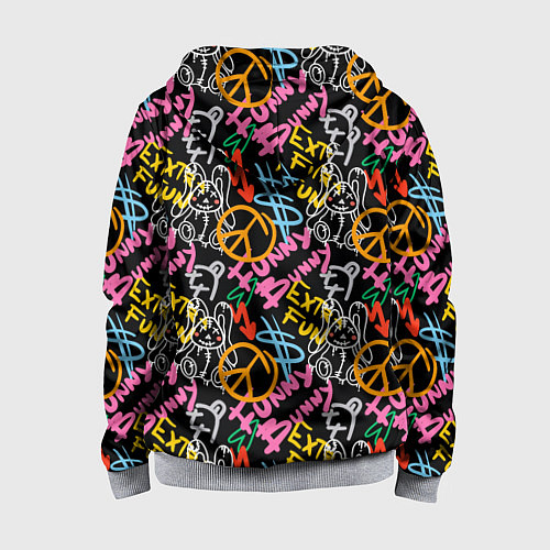 Детская толстовка на молнии Funny bunny color graffiti pattern / 3D-Меланж – фото 2