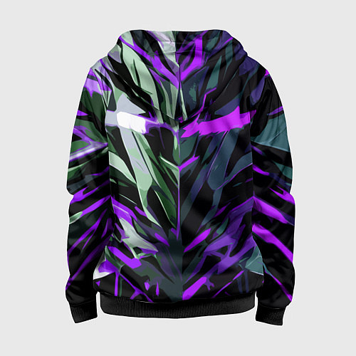 Детская толстовка на молнии Хаотичная чёрно-фиолетово абстракция / 3D-Черный – фото 2