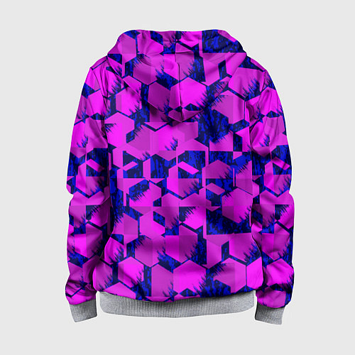Детская толстовка на молнии Абстракция темно фиолетовый геометрический фон / 3D-Меланж – фото 2