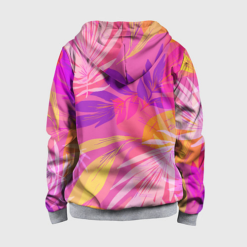 Детская толстовка на молнии Летний фон с цветными листьями в акварельном стиле / 3D-Меланж – фото 2