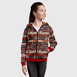 Толстовка на молнии детская Народный этнический орнамент, цвет: 3D-красный — фото 2