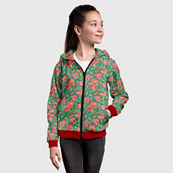 Толстовка на молнии детская Тюлпаны с бабочками, цвет: 3D-красный — фото 2