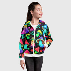 Толстовка на молнии детская Биолюминесцентные кислотные грибы, цвет: 3D-белый — фото 2