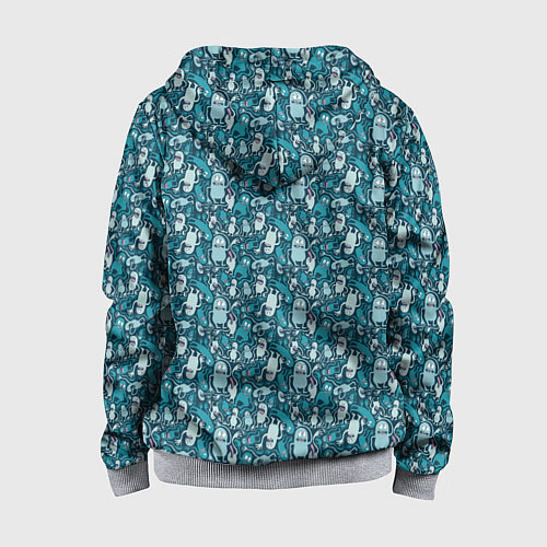 Детская толстовка на молнии Монстры с языком - паттерн / 3D-Меланж – фото 2