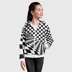 Толстовка на молнии детская Шахматная психоделика иллюзия, цвет: 3D-белый — фото 2