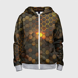 Детская толстовка на молнии Светящиеся коричневый соты - тепловая энергия