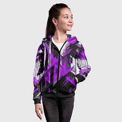 Толстовка на молнии детская White and purple abstraction on a black background, цвет: 3D-черный — фото 2