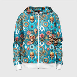 Детская толстовка на молнии Паттерн змеи и черепа