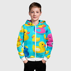 Толстовка на молнии детская Плавающие уточки, цвет: 3D-белый — фото 2
