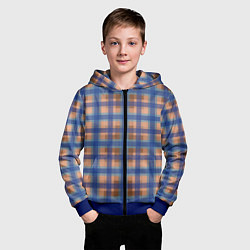 Толстовка на молнии детская Клетка в клетку, цвет: 3D-синий — фото 2