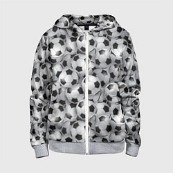 Толстовка на молнии детская Футбольные мячи паттерн, цвет: 3D-меланж