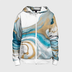 Детская толстовка на молнии Бело-голубой с золотом абстрактный узор