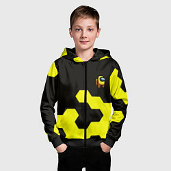 Толстовка на молнии детская Амонг ас текстура броня, цвет: 3D-черный — фото 2