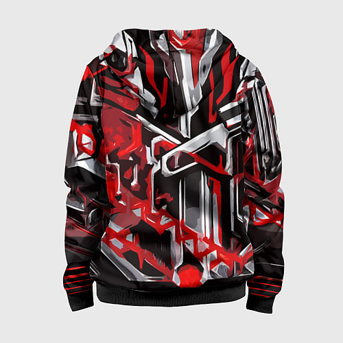Детская толстовка на молнии Красно-белая агрессивная абстракция на чёрном фоне / 3D-Черный – фото 2