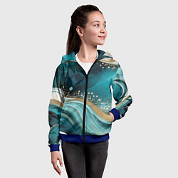 Толстовка на молнии детская Бирюзовый подводный мир, цвет: 3D-синий — фото 2