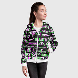 Толстовка на молнии детская Logo game glitch, цвет: 3D-белый — фото 2