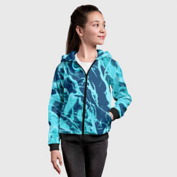 Толстовка на молнии детская Морской сине-голубой абстракция, цвет: 3D-черный — фото 2