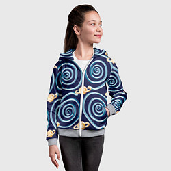 Толстовка на молнии детская Абстрактный 3D космос, цвет: 3D-меланж — фото 2